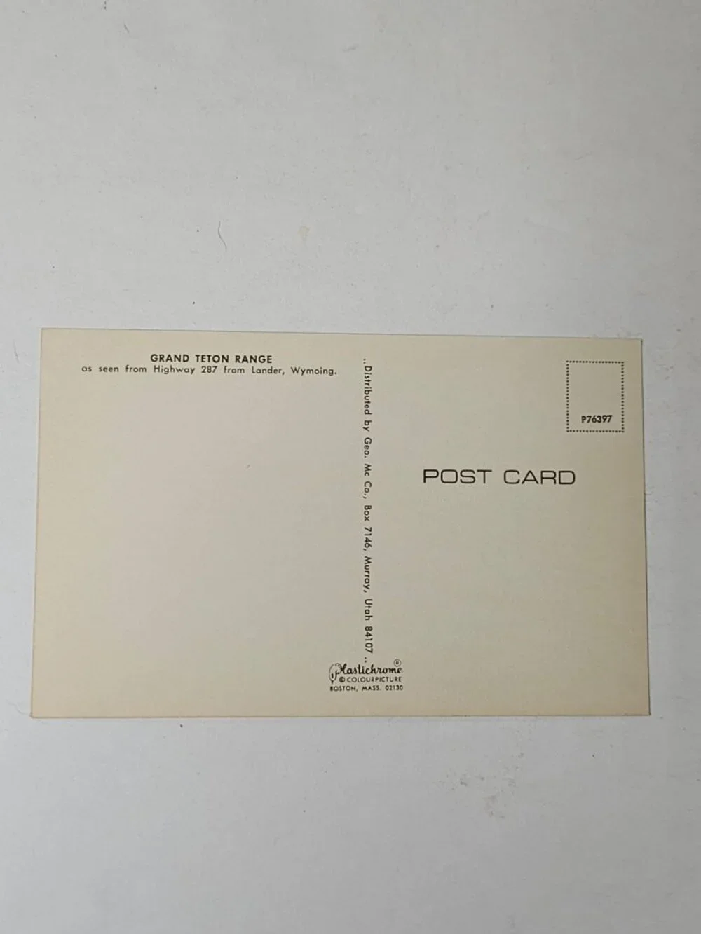 Grand Teton Range Highway 287 Lander Wyoming Postcard